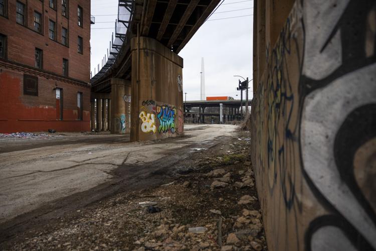 St. Louis riverfront south of the Arch awaits redevelopment